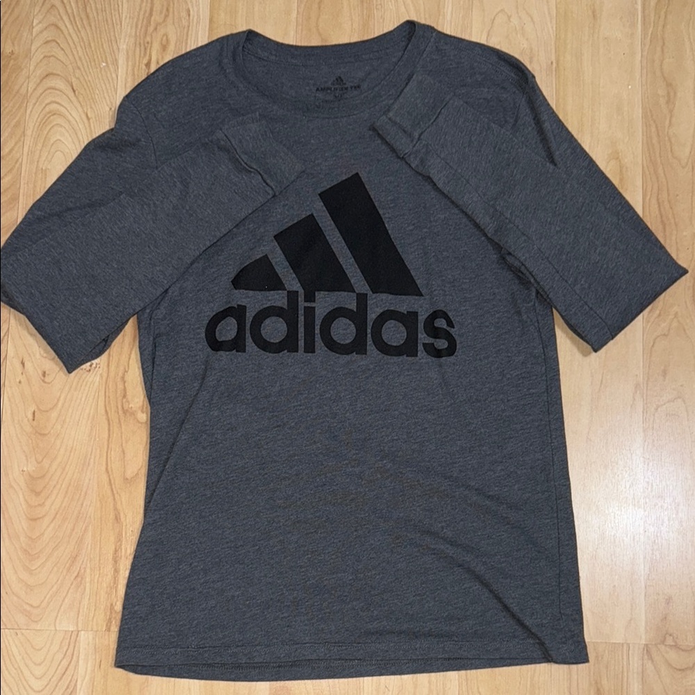 Adidas Gray Amplifier T-shirt with Black Emblem